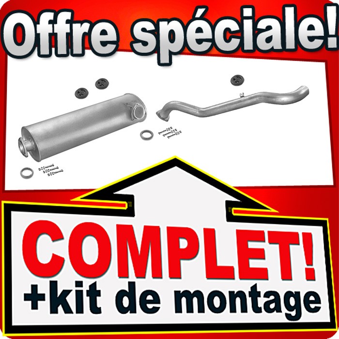Échappement VW LT 28-35 silencieux renforcé anti-vibration pour moteur 2.4 TD de 1992 à 1996