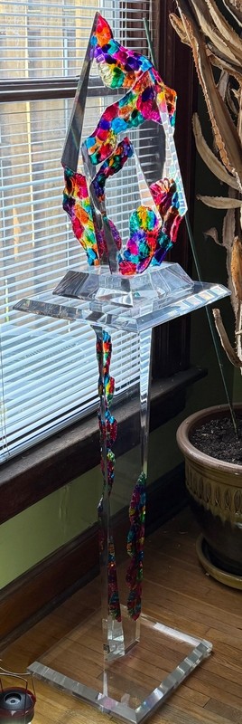Shlomi Haziza Acrylic "Diana"  Signed Sculpture w/ Matching Pedestal L@@K Rare !