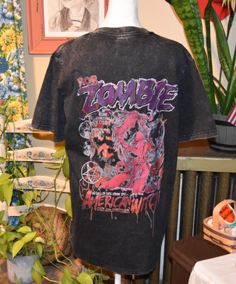 Rob Zombie American Witch T-Shirt Heavy Cotton Ganmia Black Marble Size Large