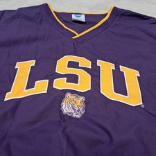NCAA LSU Tigers Windshirt Men Lg Purple Gold V-Neck Pullover Jacket KA Inc. Golf