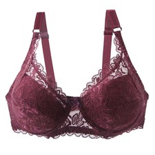 Lace Full Cup Bra Underwire Thin Cup Adjustable Strap Support Comfort Fit Wear