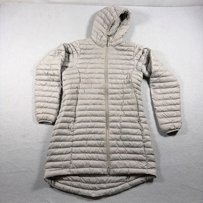 Helly Hansen Puffer Jacket Women Medium Relaxed Fit Taupe Grey Longline Gorpcore