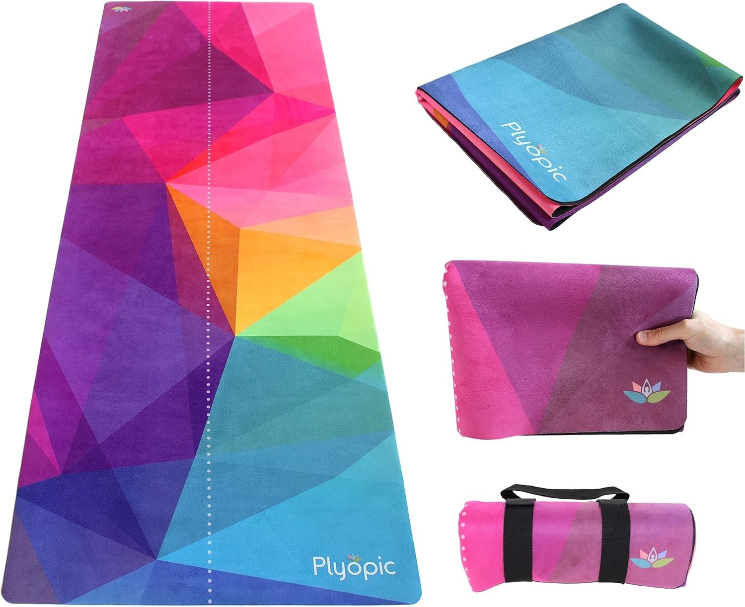 3-In-1 Non-Slip Travel Yoga Mat Towel & Gym Mat Topper - Portable