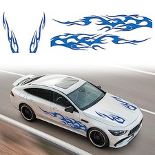 4PCS Universal Racing Body Side Stripe Skirt Decals, Auto Hood  Sides Blue