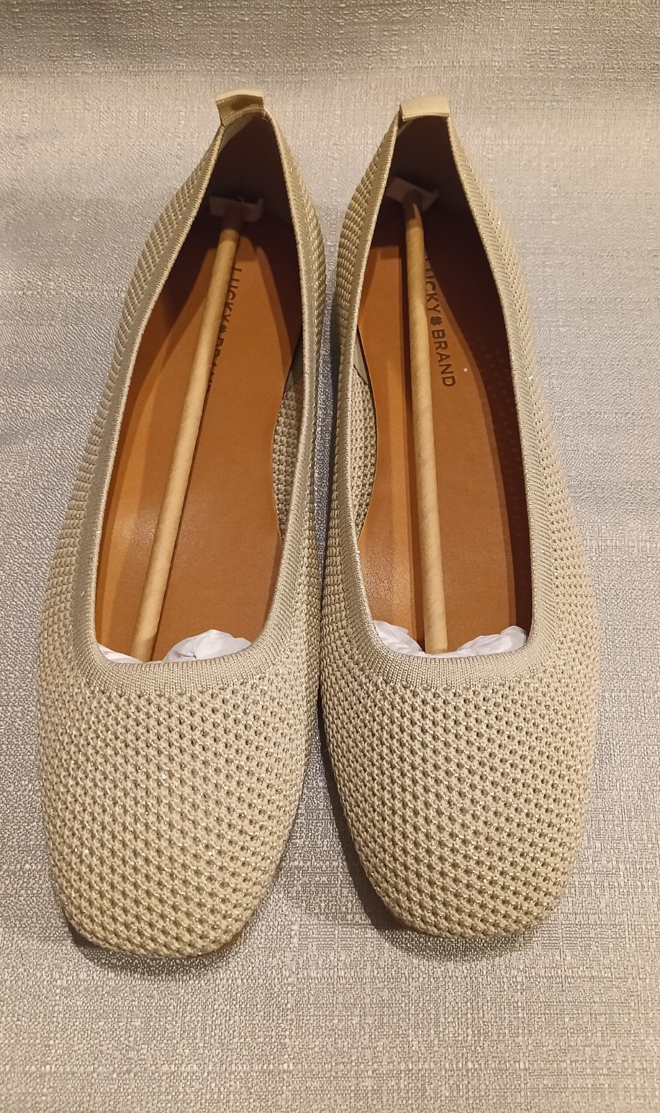 Banana Republic Daneric Cream Metallic Square Toe Ballet Flats Size 8.5 New