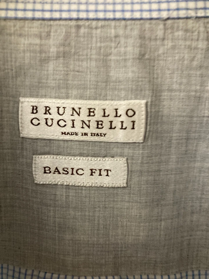 VGUC BRUNELLO CUCINELLI Dress Shirt Blue/White 17/43 - Image 4 of 4