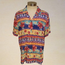 Alfred Dunner Vintage Multi-Patterned Women's Blouse Size 10 Button Down
