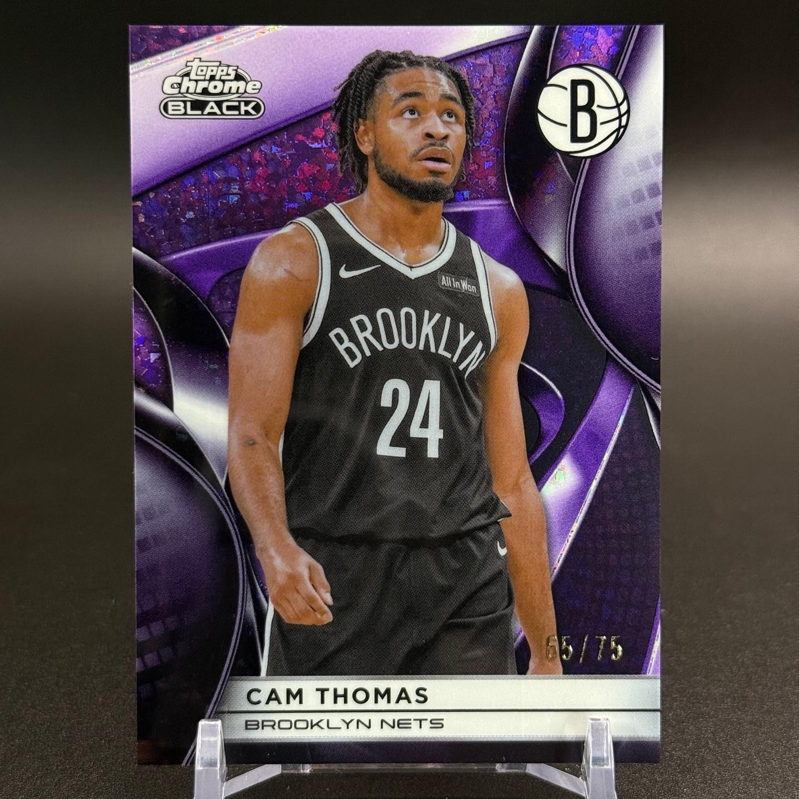 2025-26 Topps Chrome Black #32 Cam Thomas Purple Mini-Diamond Refractor #/75