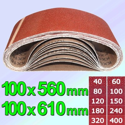 Schleifbänder 100x560mm 100x610mm Gewebe Schleifband Körnung P40-P400 1-50 Stück
