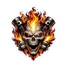 Flaming Skull Hot Rod Sticker Decal Fire Skull Vinyl Car Truck Window Laptop