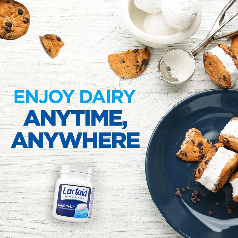 Lactaid Original Lactase Enzyme Supplement for Lactose Intolerance, 120 Caplets - Image 4 of 4