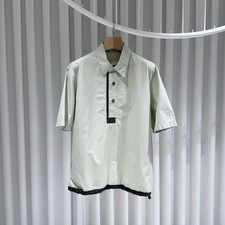 Hermes Layered Button Collar Short Sleeve Shirt Pistachio 156411658 P 