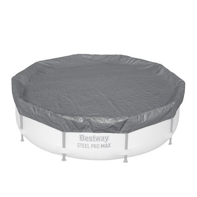 Winterfeste Premium Abdeckplane Ø 305 cm Rund Grau Poolabdeckung PE Plane