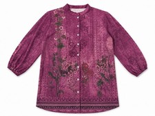 Women s Mauve Boho Blouse Romantic Floral But...
