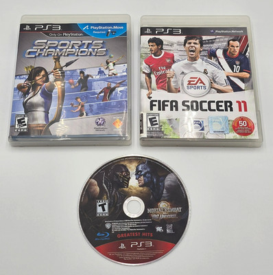 Lot of 3 PlayStation 3 Games - FIFA Soccer 11, Sports Champions, M.K vs DC(Disc)