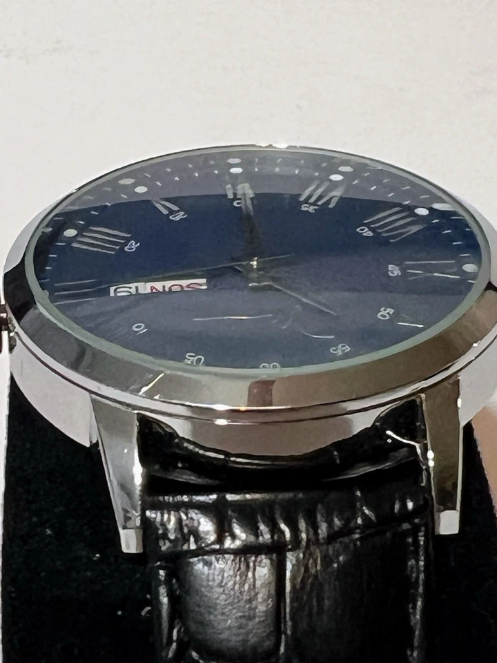 Marc Anthony FMDMA529 Hombre Cuero Negro Esfera Analógica Reloj Cuarzo Batería Nueva Foto 4 de 4