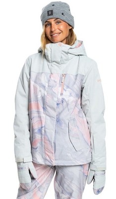 Roxy Jetty Block Gray Violet Marble Womens Snowboard Ski Jacket Small