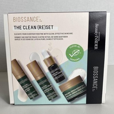 Biossance The Clean (Re)Set Skincare Set Squalane Peptide Retinol Eye Cream Seru