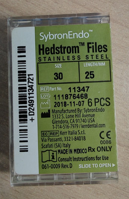 6x Hedstrom Files, Größe 30, 25 mm von Sybron Endo, OVP, NEU
