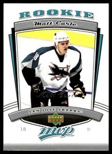 2006-07 Upper Deck MVP #346 Matt Carle San Jose Sharks Rookie Hockey Card. rookie card picture