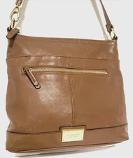 VTG TIGNANELLO Caramel Brown LEATHER Multi Pocket Crossbody Shoulder Handbag