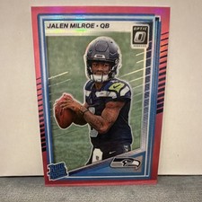 2025 Panini Donruss Optic Rated Rookie Pink Prizm Jalen Milroe #253 Seahawks