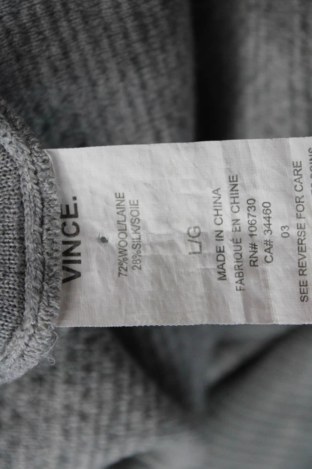 Vince унисекс серый пуловер свитер ворота шерсти шелк размер L - Изображение 4 из 4
