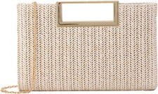 Woven Straw Clutch Purse Top Handle Raffia Crossbody Beach Evening Bag