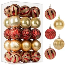 30ct 2.36 Inch Christmas Tree Balls Ornaments, Colored Shatterproof Plastic D...
