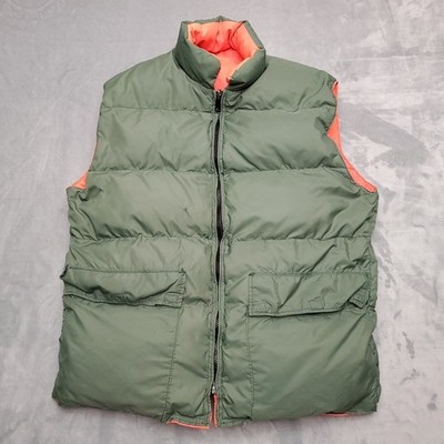 Frostline Goose Down Vest Mens Large Green Orange Reversible Puffer Kit Vintage