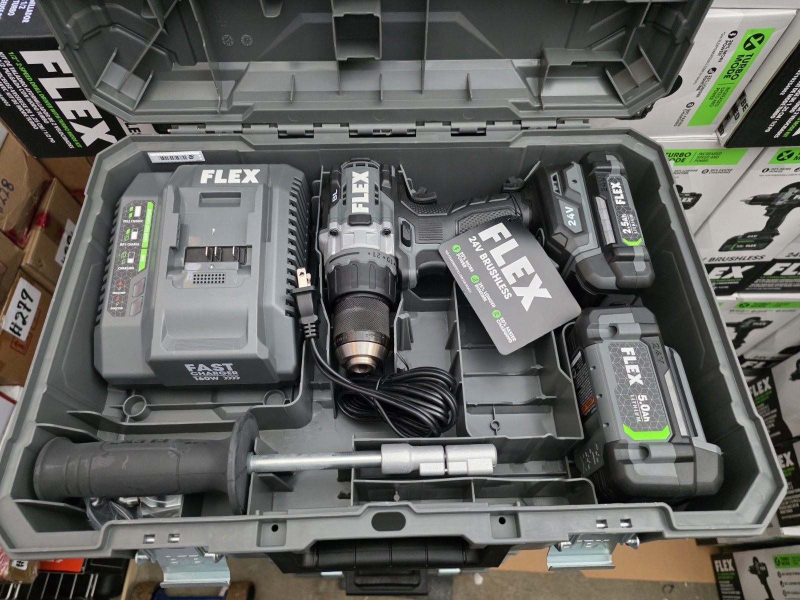 Flex 24V Brushless Hammer Drill Set w/ 2 Li-Ion Batteries, Charger & Case