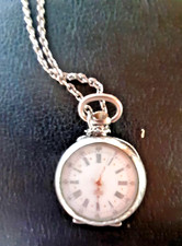 MONTRE ANCIENNE FEMME de col argent avec chaîne