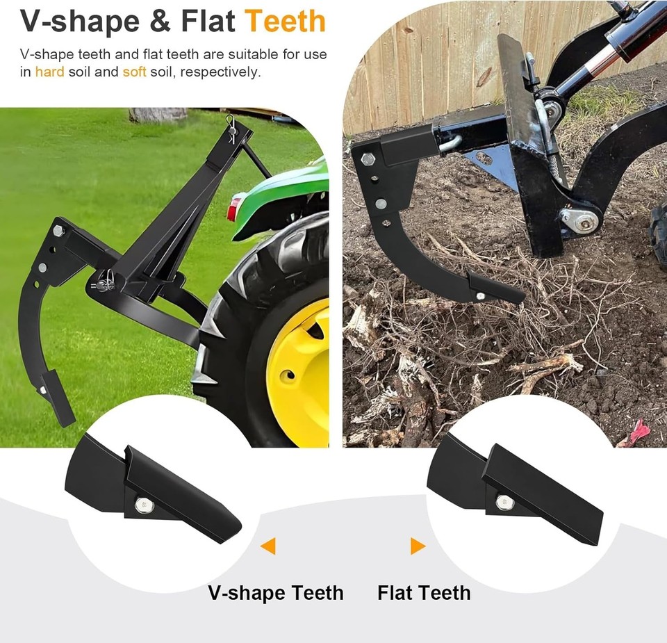 Hitch Mounted Ripper W/ Adjustable Shank Plow for ATV/UTV Tractor W/ 2 ...