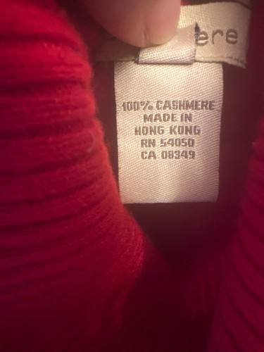 Jones New York Country Vintage 90s Red Cashmere Turtleneck Sweater L Minimalist - Picture 9 of 10