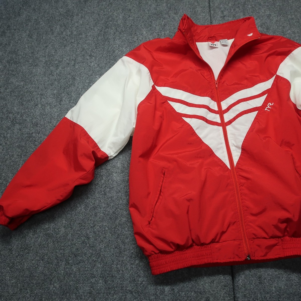 Vintage TYR Windbreaker Jacket Mens Large Red White Nylon Full Zip 90s Athletic View 3