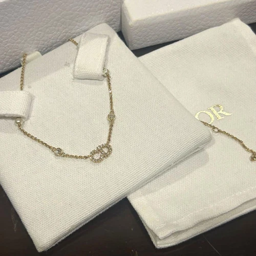 Collana Christian Dior Clair D Lune metallo resina perle cristallo oro donna