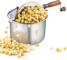 Cook N Home Stovetop Popcorn Popper with Crank, 6 Quart Stainless Steel Popcorn 
