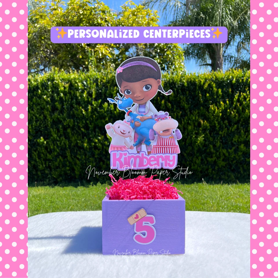 Suministros de fiesta de cumpleaños Doc McStuffins, centros de mesa Doc McStuffins Foto 4 de 4
