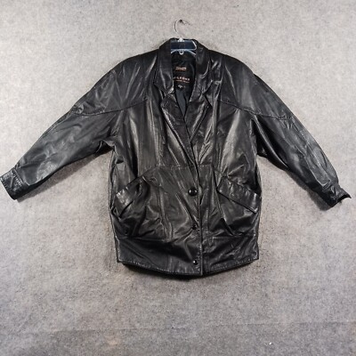 Wilsons Leather Jacket Womens Size Small Thinsulate Zip Out Liner Black Belted