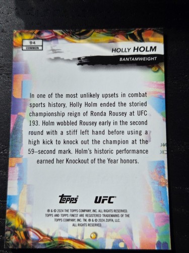 2024 UFC Topps Finest Holly Holm Aqua Glitter Refractor - Picture 2 of 2