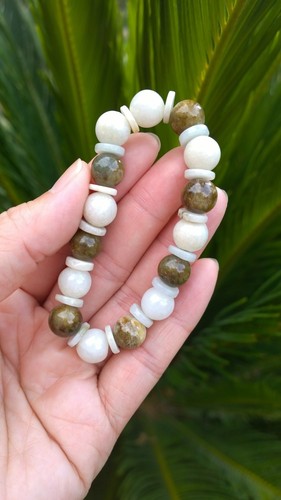 Echte natürliche burmesische Jade Perlen Armband - Bild 1 von 7