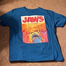 JAWS Shark Swimmer Blue LG T Shirt Ocean Sea Life Movie Clothing SHARK WEEK 