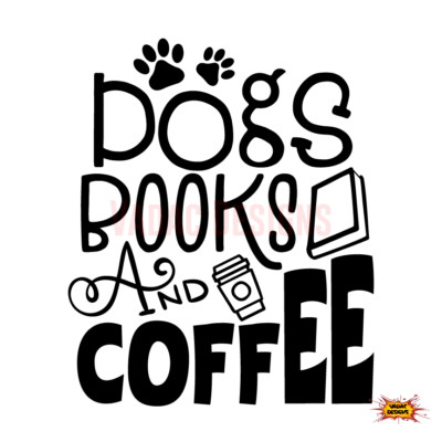 Dogs Books And Coffee Vinyl Decal Emblem Sticker with Tool + Alcohol Wipe + Gift