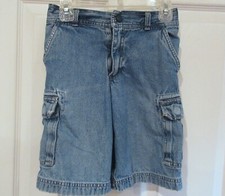 VINTAGE Boys LEE PIPES Blue DENIM Cargo SHORTS size 7 7R VTG ADJUSTABLE WAIST