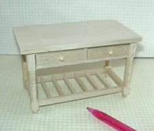 Miniature Natural Wood Worktable w/DRAWERS: DOLLHOUSE Miniatures 1:12