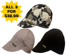  U.S. WELDER Welding Caps CAMO/SOLID SET OF 3 (Camo, Grey, & Black Cap)