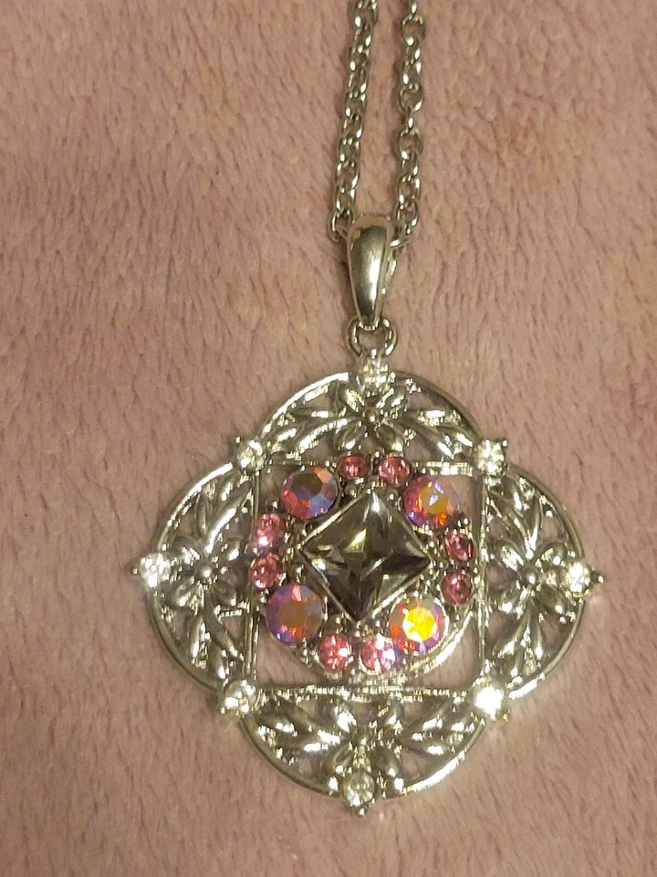 Ginger Snap On Fashion Necklace, Silver 22", Pink Stone Snap - Изображение 2 из 4