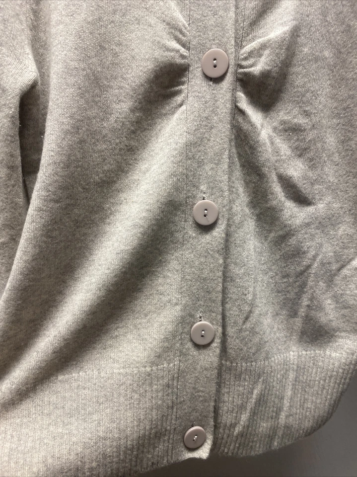 Vertical Design 2 Ply Cashmere Cardigan Sweater Medium 3/4 Sleeve Heather Gray - Image 4 of 4