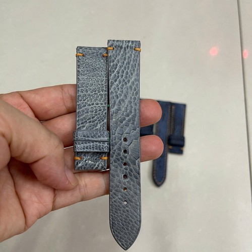 20/18 mm Padded Gray Genuine OSTRICH Leg LEATHER SKIN WATCH STRAP BAND - Picture 11 of 16