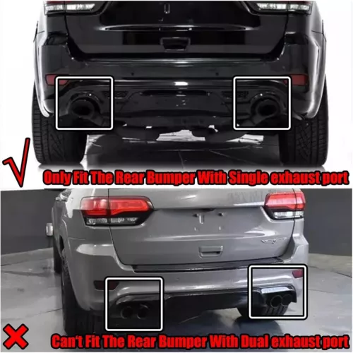 For Jeep Grand Cherokee SRT 14-21 V1 Glossy Black Shark Fin Rear Bumper Diffuser - Bild 2 von 10